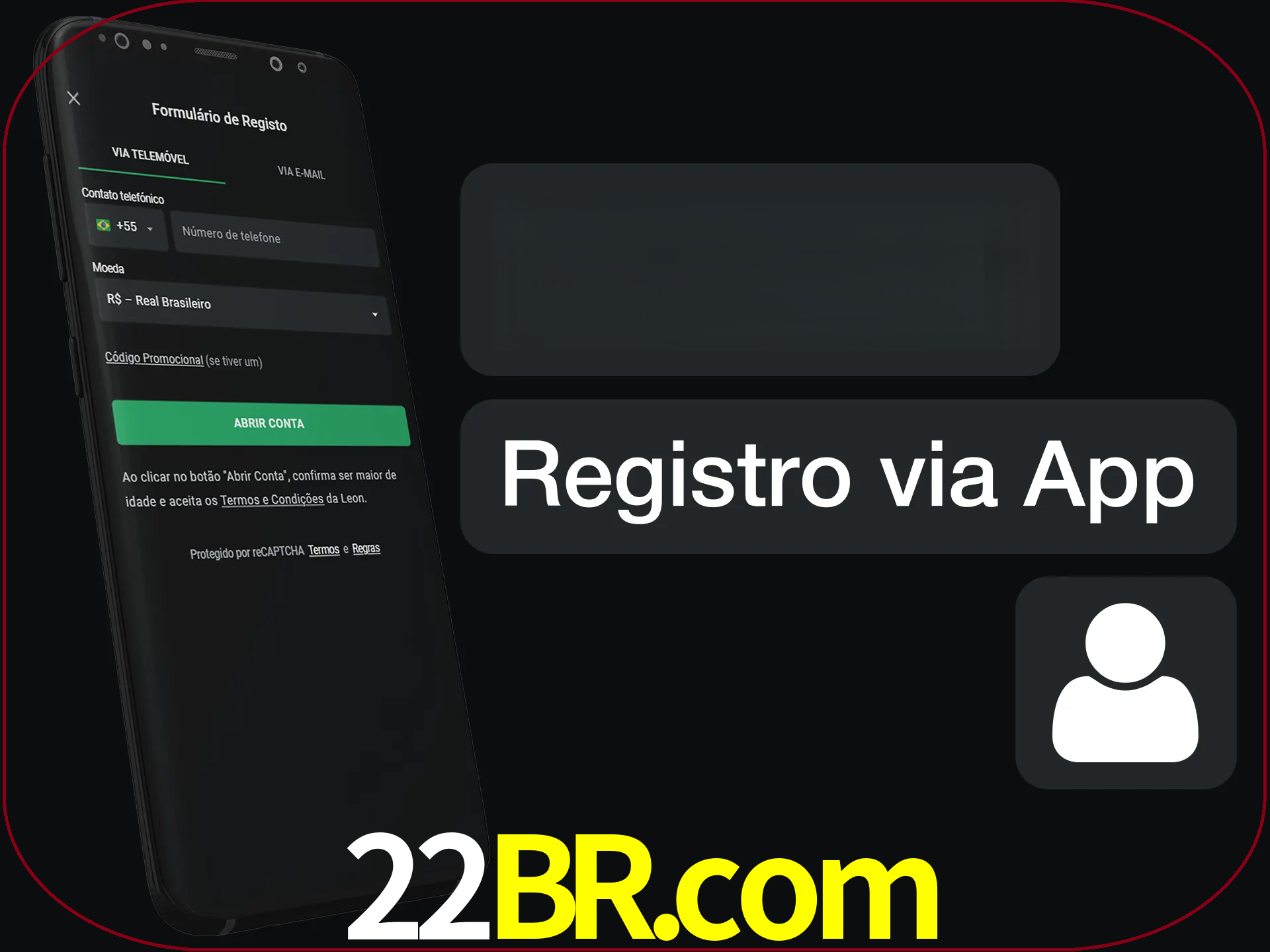 Registre-se com duas etapas usando o aplicativo.