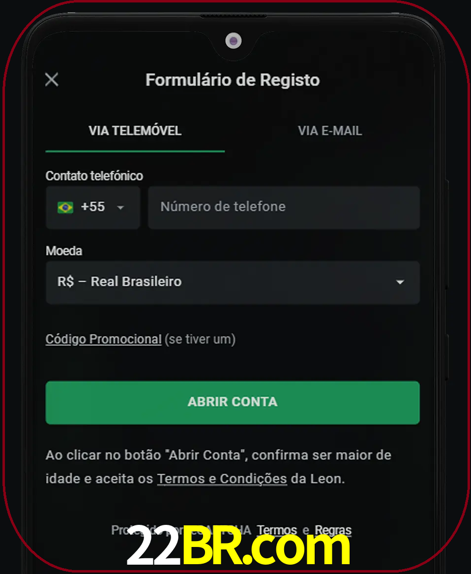 Abra o aplicativo e inicie o processo de registro.